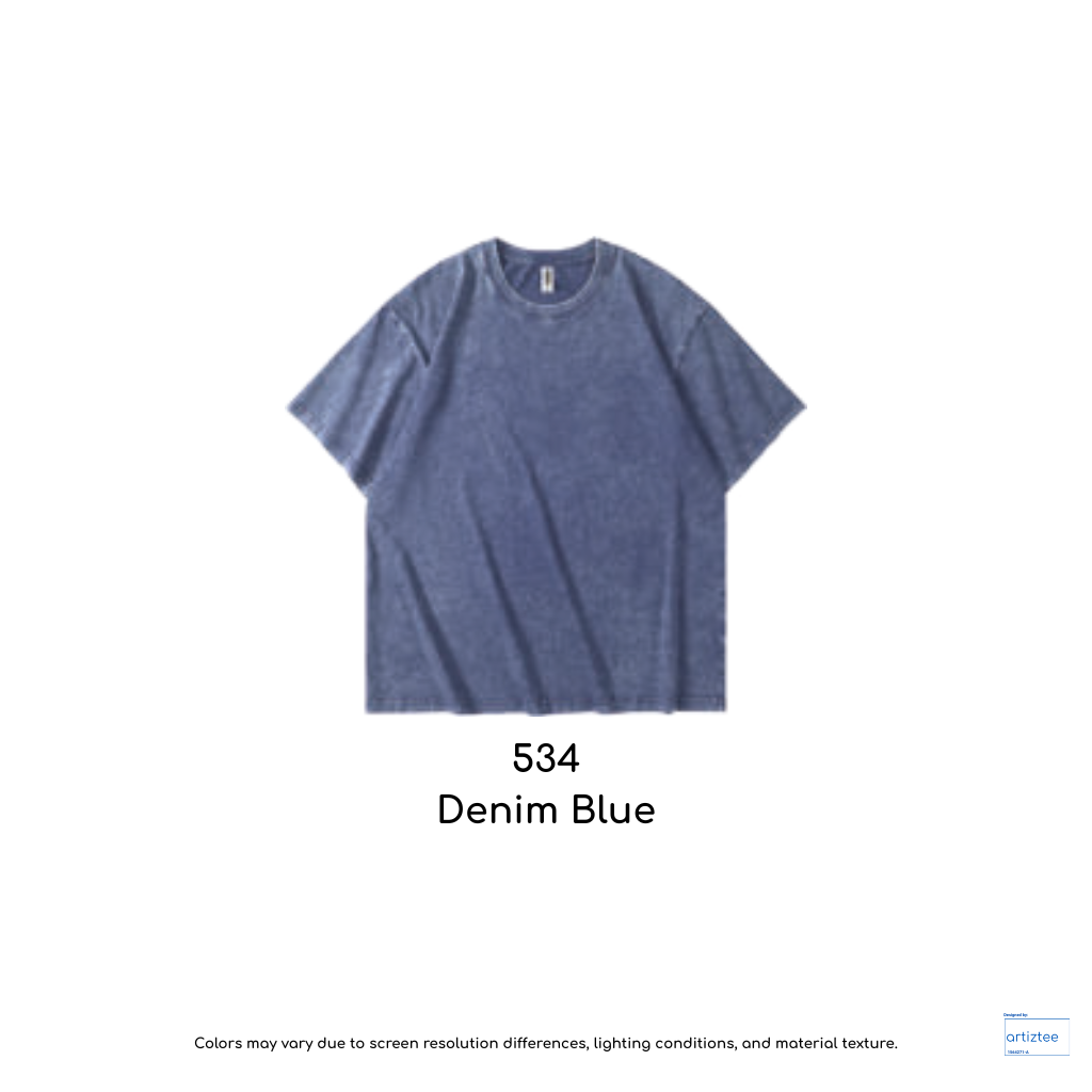 Vintage Snowflake Washed Tee | Unisex Cotton Vintage T-Shirt | Denim Blue | AG2316 | 534