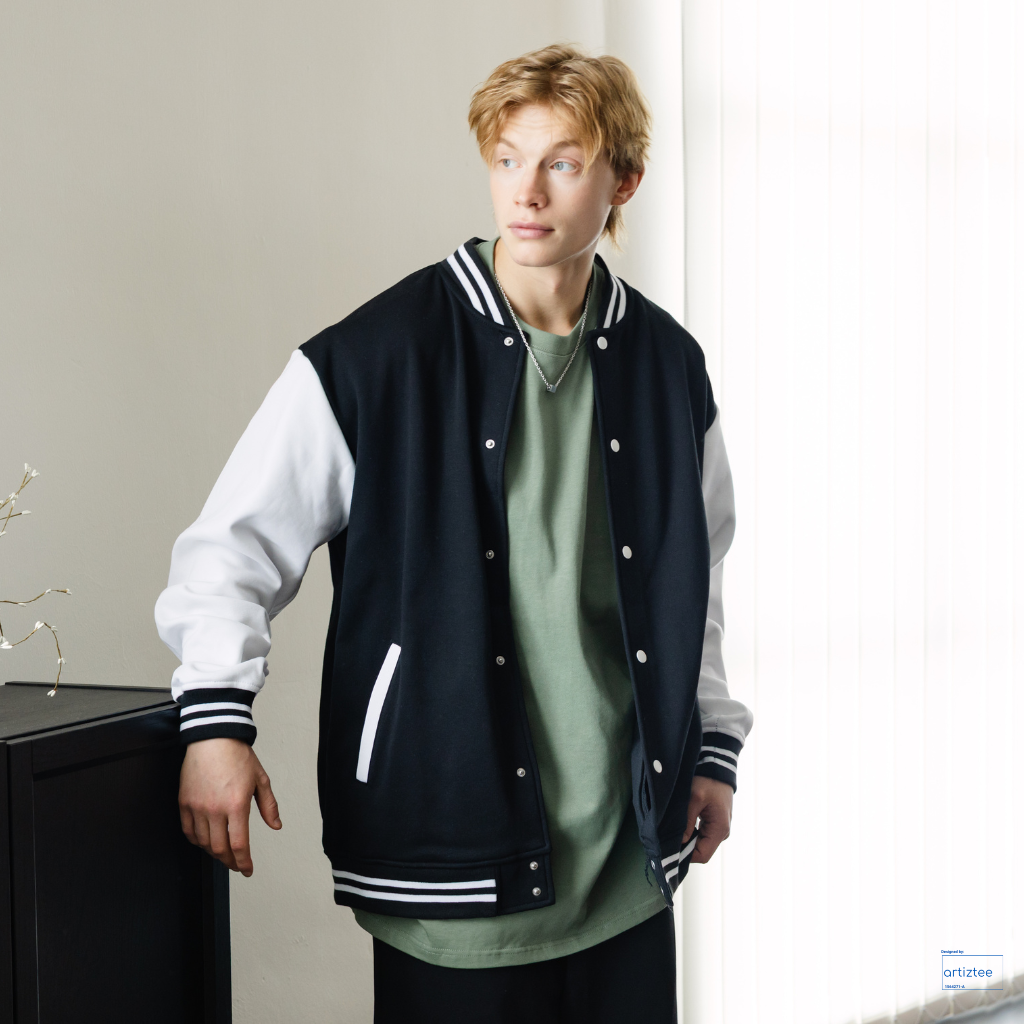 Varsity Jacket Snap Button - Unisex | CRJ3100 | Model | Artiztee