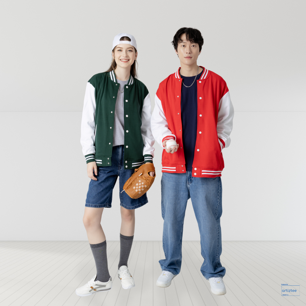 Varsity Jacket Snap Button - Unisex | CRJ3100 | 2 Pockets | Artiztee