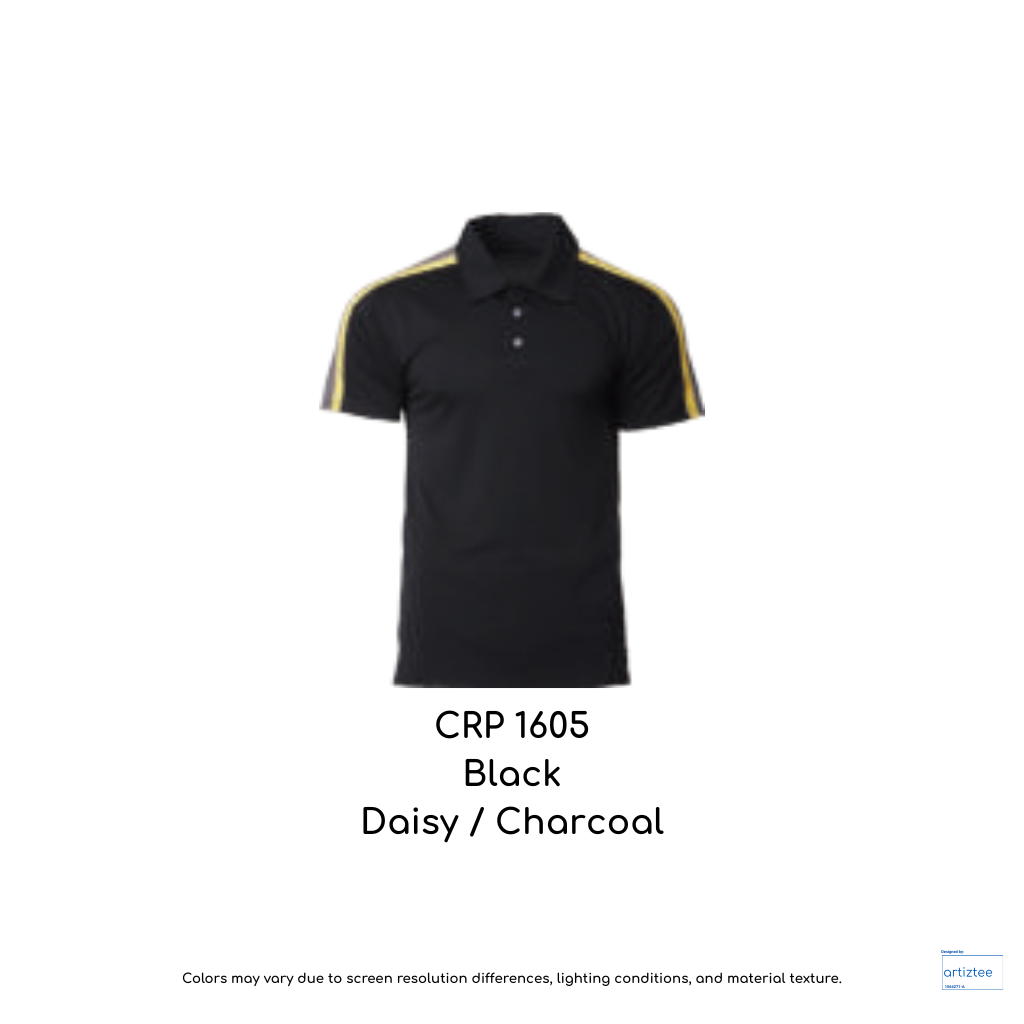 Polo Racer Light Stretchy Unisex 160gsm Black Daisy Charcoal CRP1605