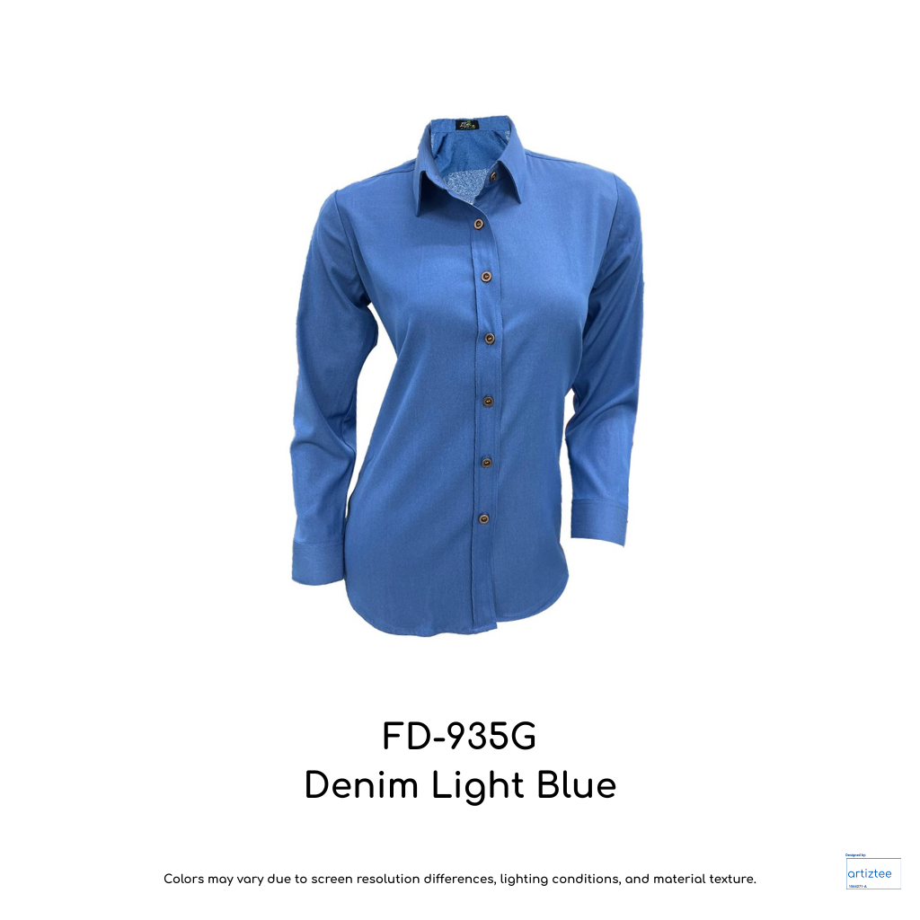 Corporate Uniform Denim FD-935G Female Long Sleeves Light Blue
