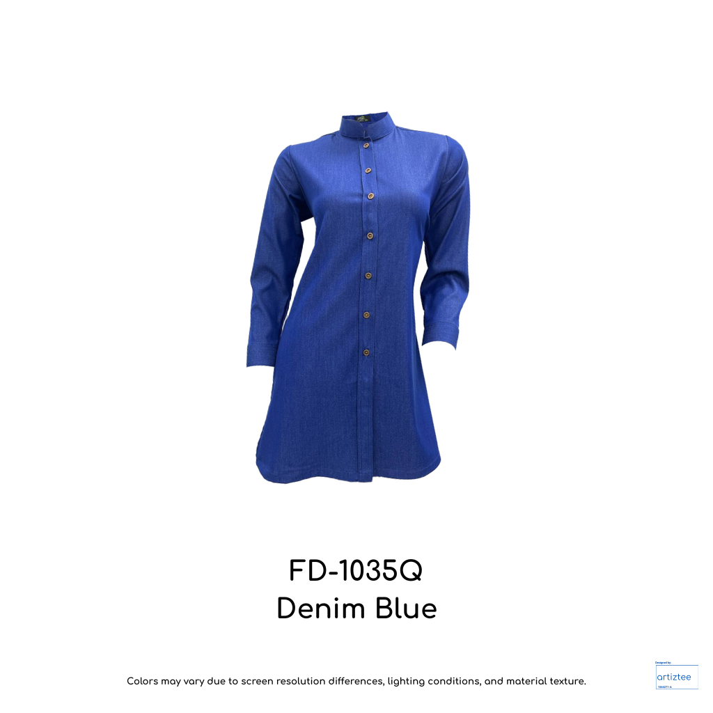 Corporate Uniform Denim FD-1035Q Muslimah Long Sleeves Blue