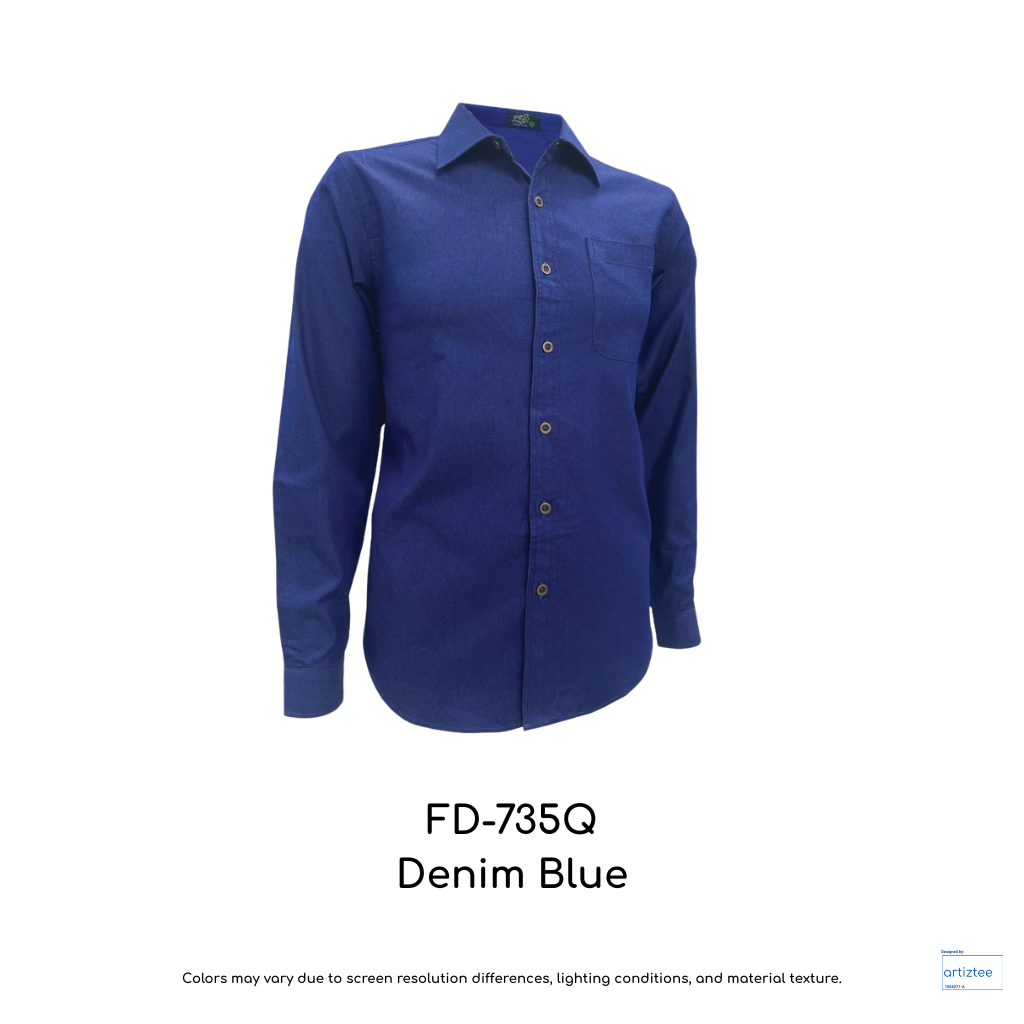 Corporate Uniform Denim FD-735Q Unisex Long Sleeves Violet Blue