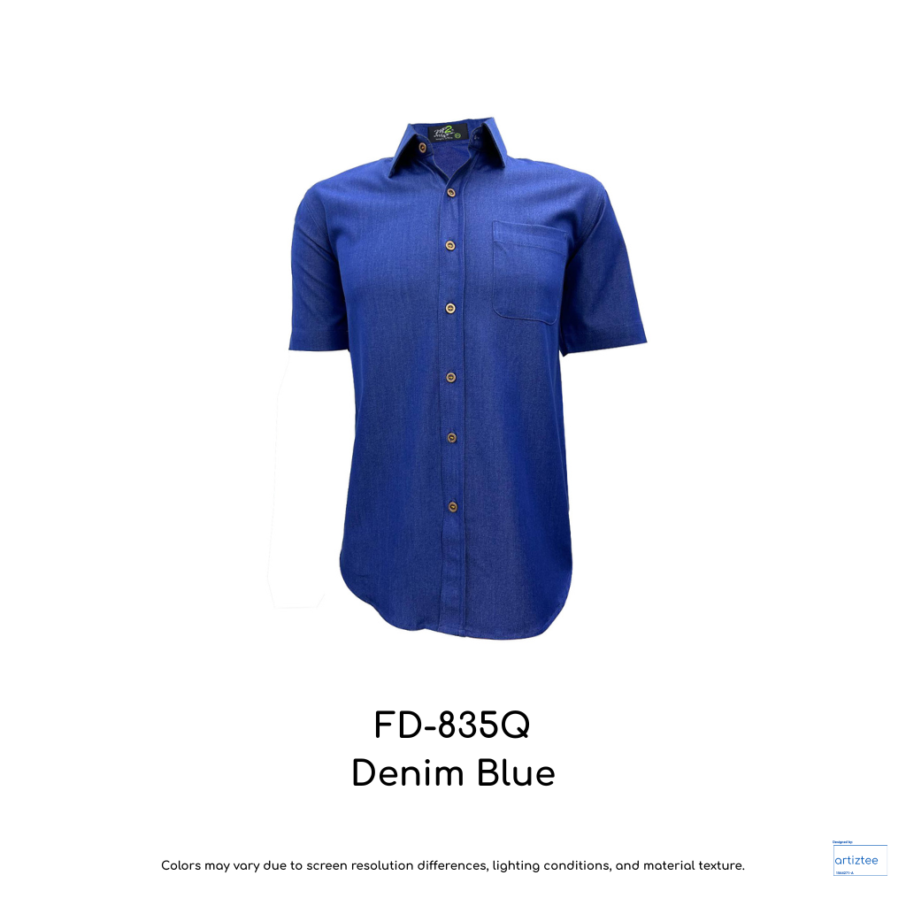 Corporate Uniform Denim FD-835Q Unisex Short Sleeves Blue