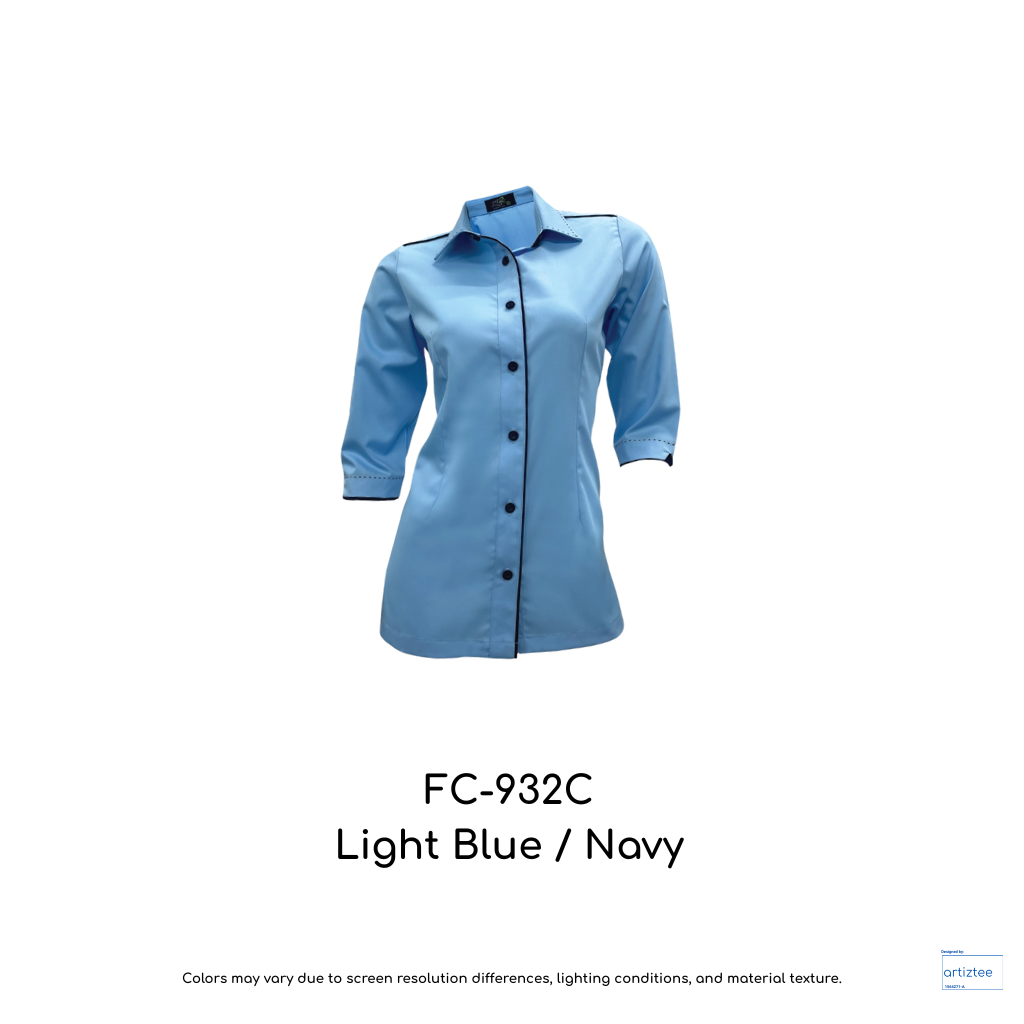Corporate Uniform Female Long Sleeves FC-932C Light Blue Navy