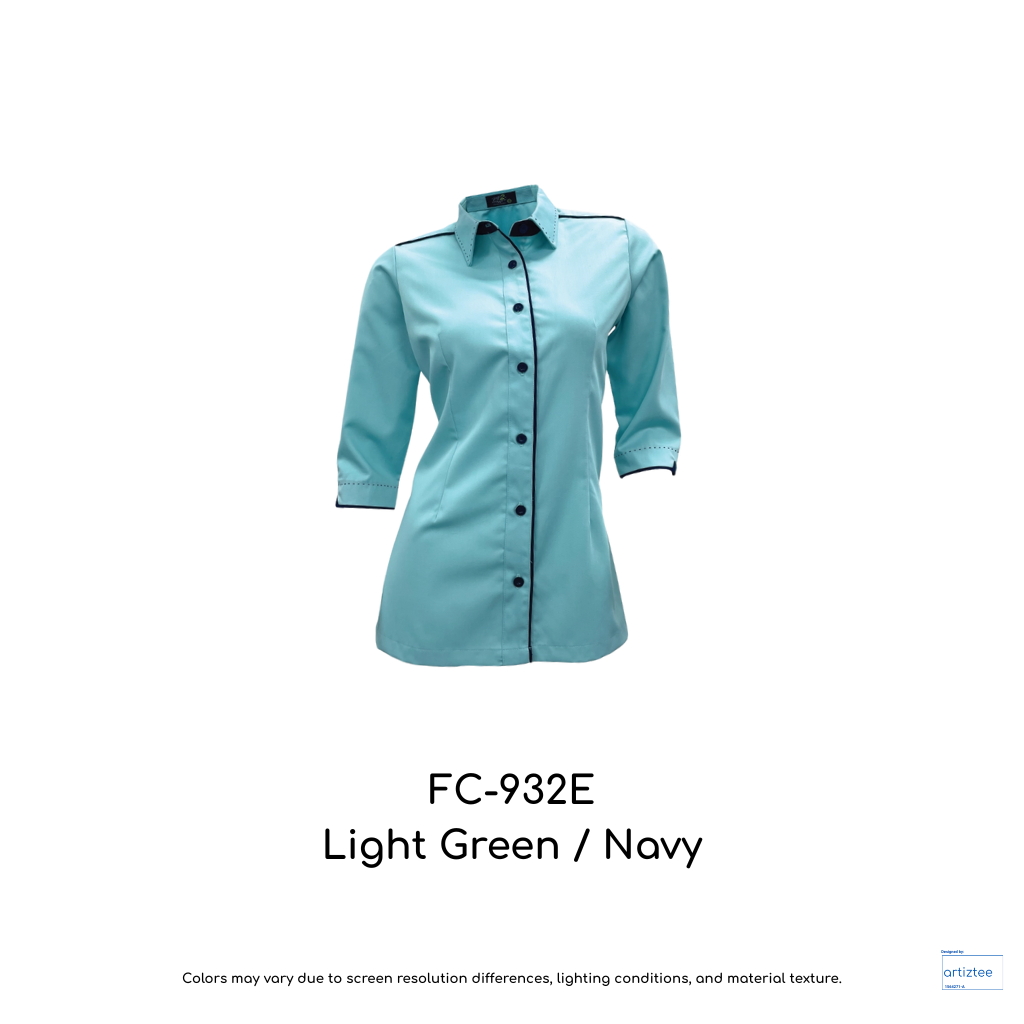 Corporate Uniform Female Long Sleeves FC-932E Light Green Navy