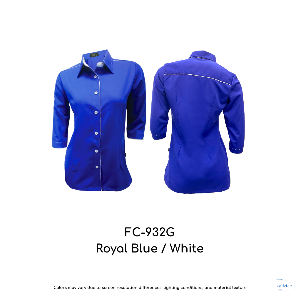 Corporate Uniform Female Long Sleeves FC-932G Royal Blue White