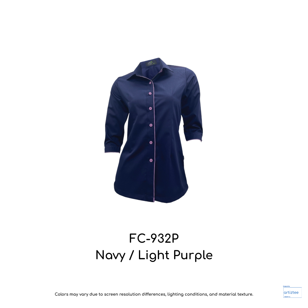 Corporate Uniform Female Long Sleeves FC-932P Navy Light Purple