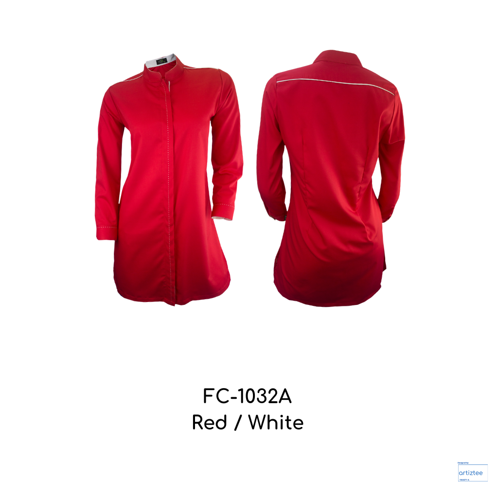 Corporate Uniform Muslimah Long Sleeves FC-1023A Red White