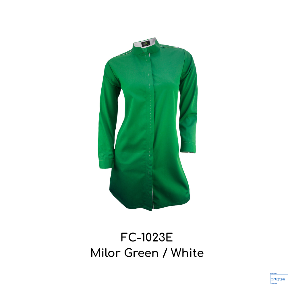 Corporate Uniform Muslimah Long Sleeves FC-1023E Milo Green White