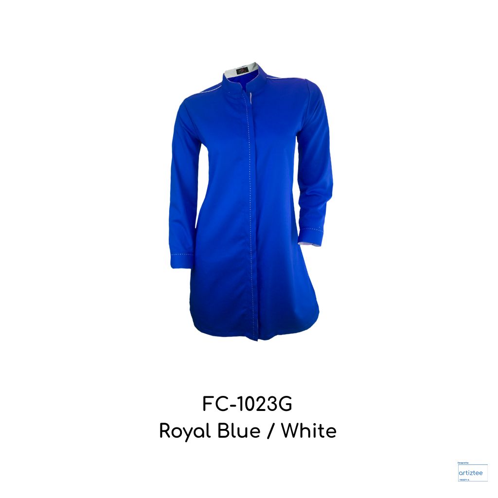 Corporate Uniform Muslimah Long Sleeves FC-1023G Royal Blue White
