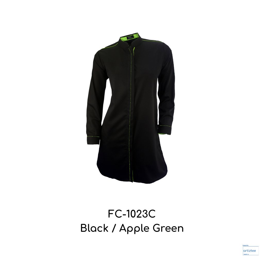Corporate Uniform Muslimah Long Sleeves FC-1023R Black Apple Green