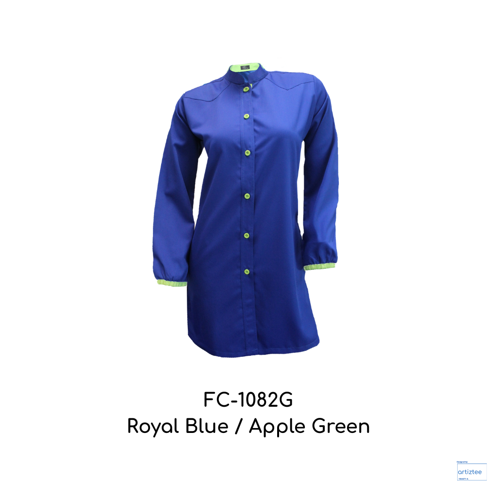 Corporate Uniform Muslimah Long Sleeves FC-1082G Royal Blue Apple Green