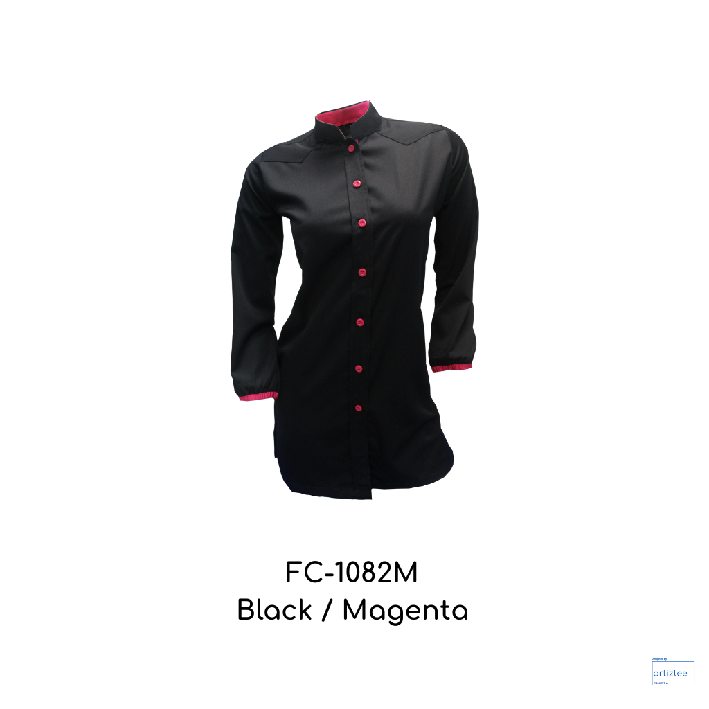 Corporate Uniform Muslimah Long Sleeves FC-1082M Black Magenta