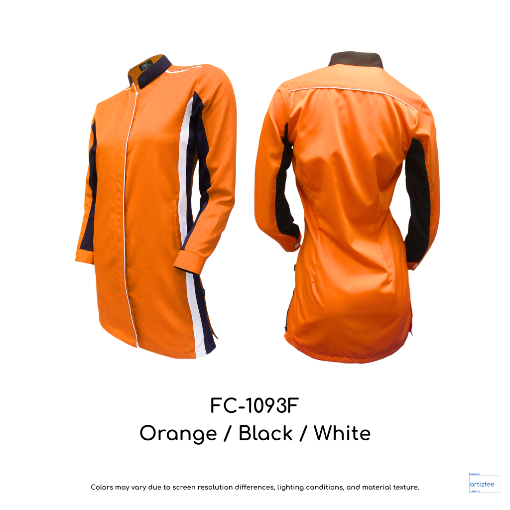 Corporate Uniform FC-1093F Muslimah Long Sleeves Orange Black White