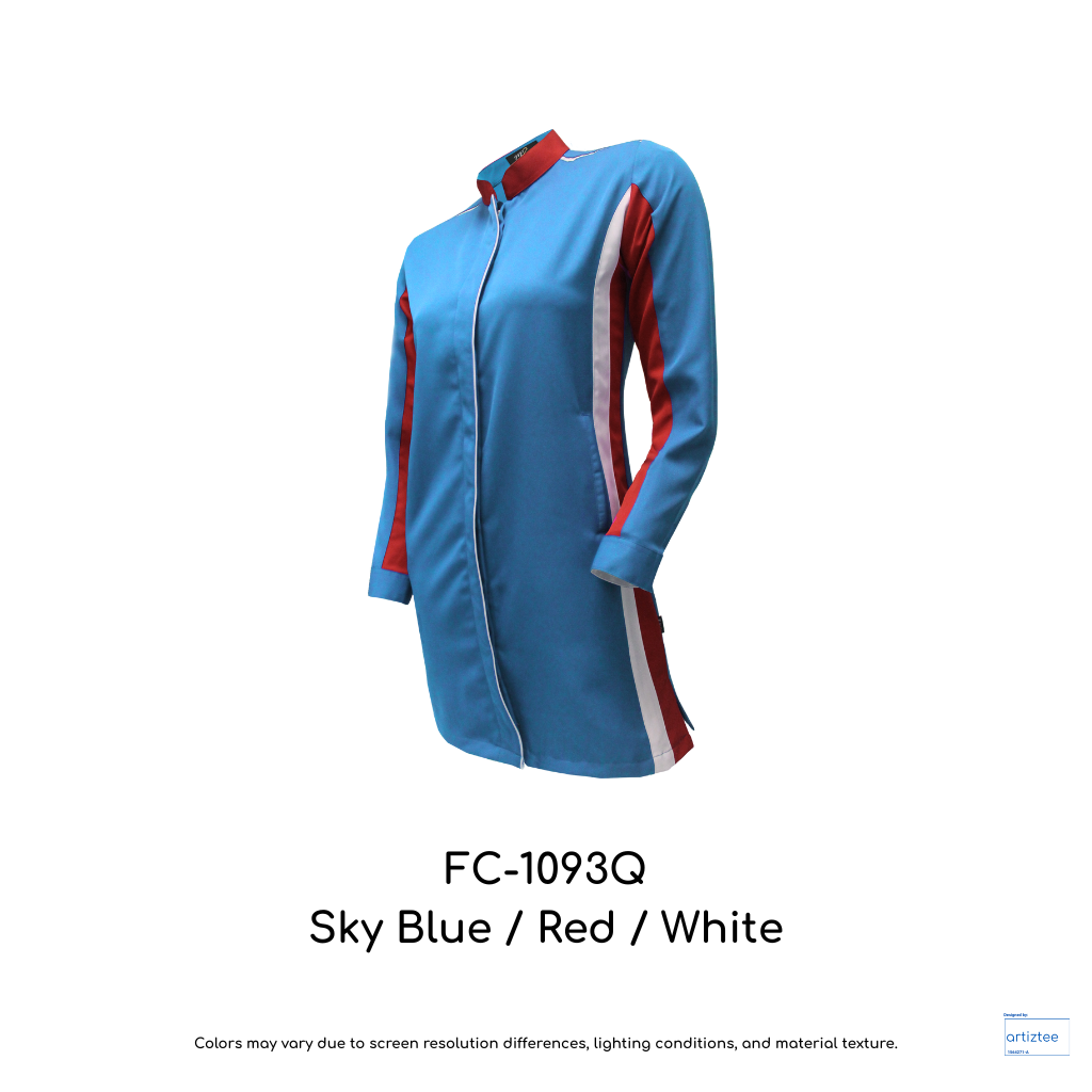 Corporate Uniform FC-1093Q Muslimah Long Sleeves Sky Blue Red White