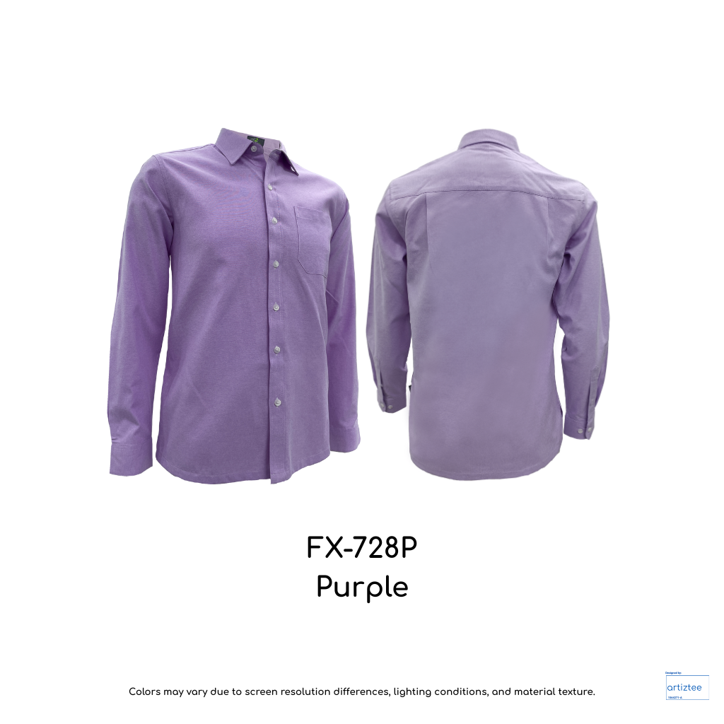 Corporate Uniform Oxford FX-728P Unisex Long Sleeves Purple