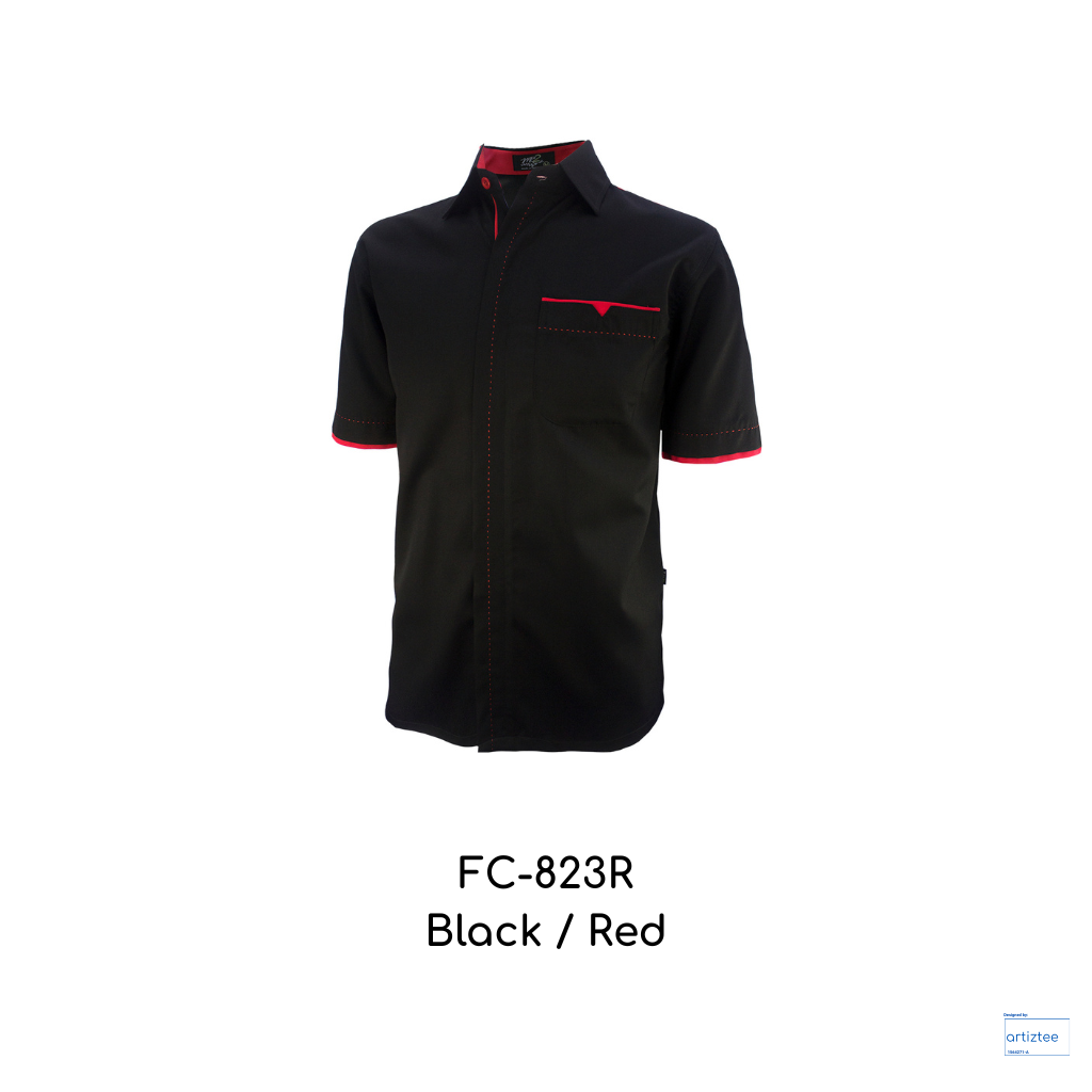 Corporate Uniform Unisex Short Sleeves FC-823R Black Red