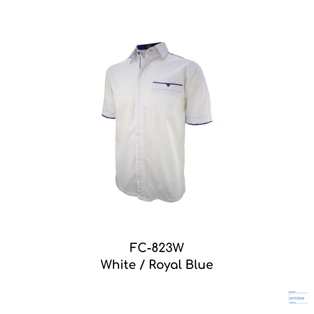 Corporate Uniform Unisex Short Sleeves FC-823W White Royal Blue