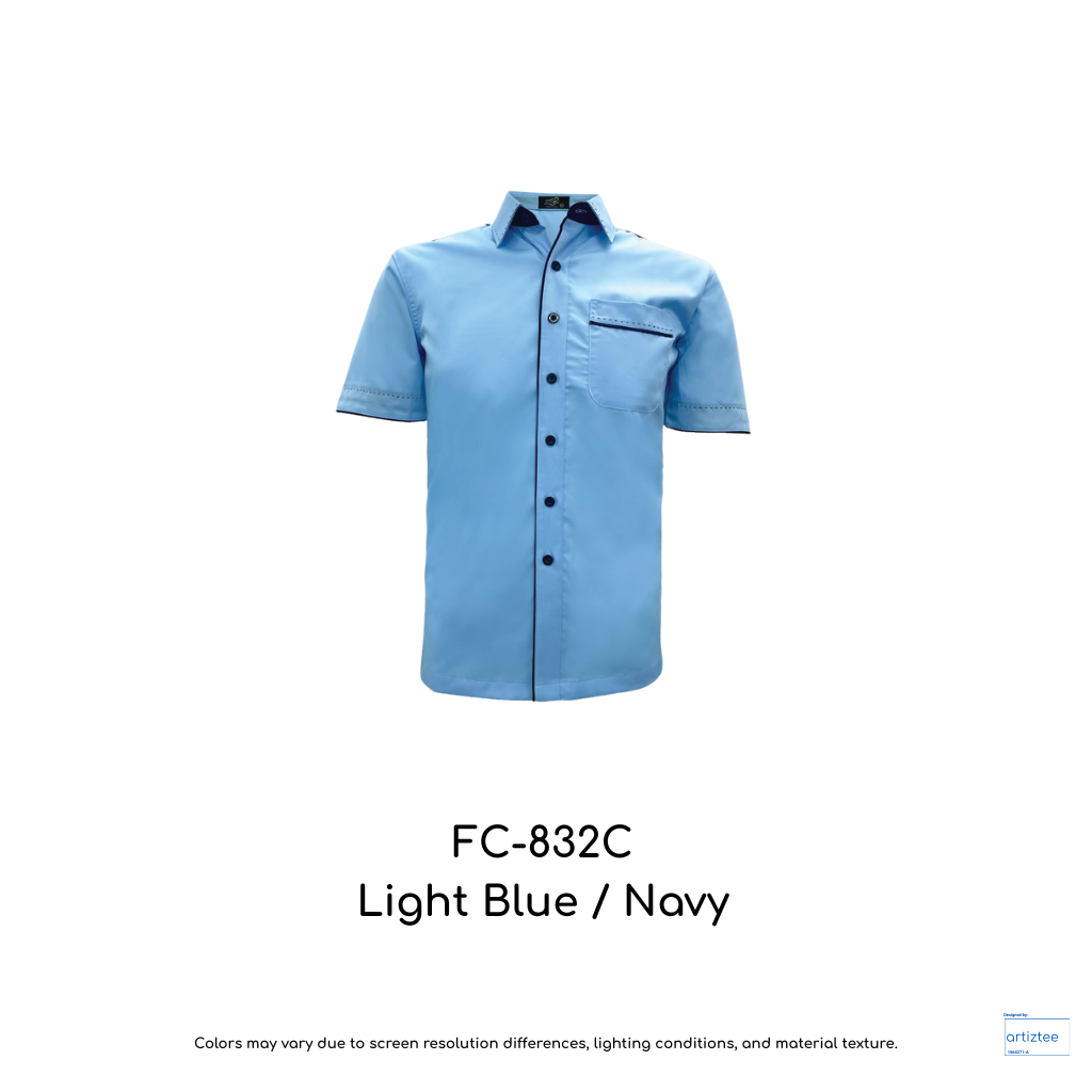 Corporate Uniform Unisex Short Sleeves FC-832C Light Blue Navy
