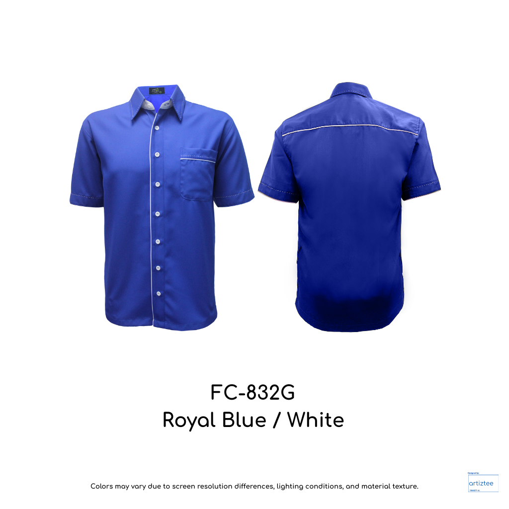 Corporate Uniform Unisex Short Sleeves FC-832G Royal Blue White