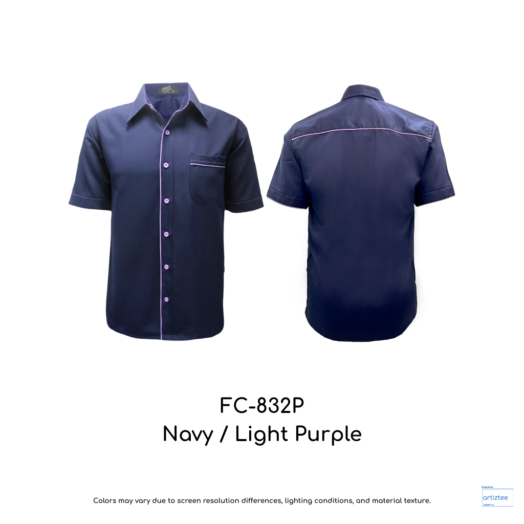 Corporate Uniform Unisex Short Sleeves FC-832P Navy Light Purple