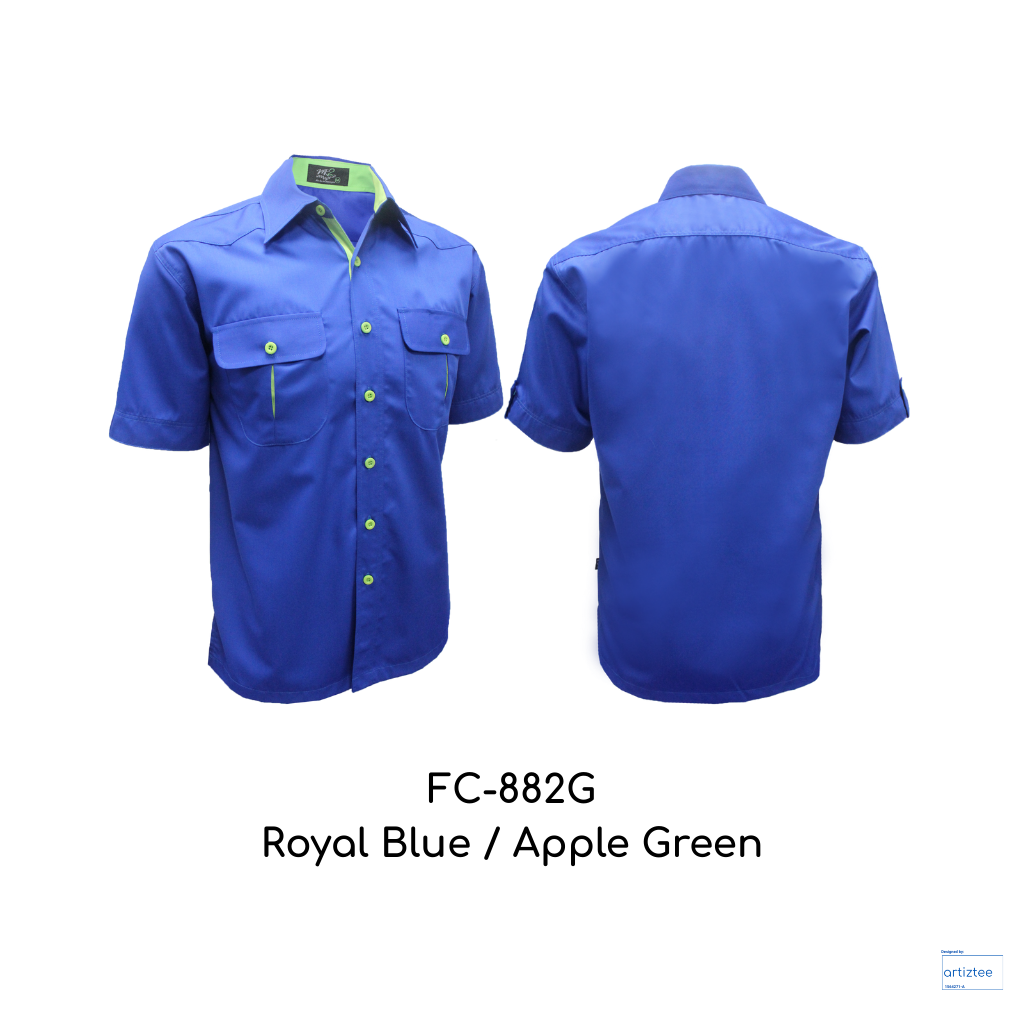 Corporate Uniform Unisex Short Sleeves FC-882G Royal Blue Apple Green