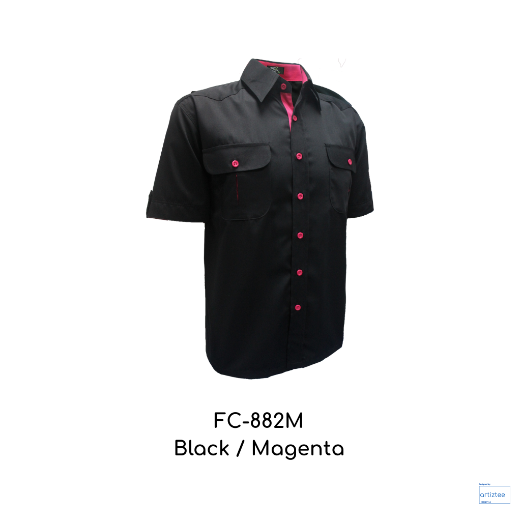 Corporate Uniform Unisex Short Sleeves FC-882M Black Magenta