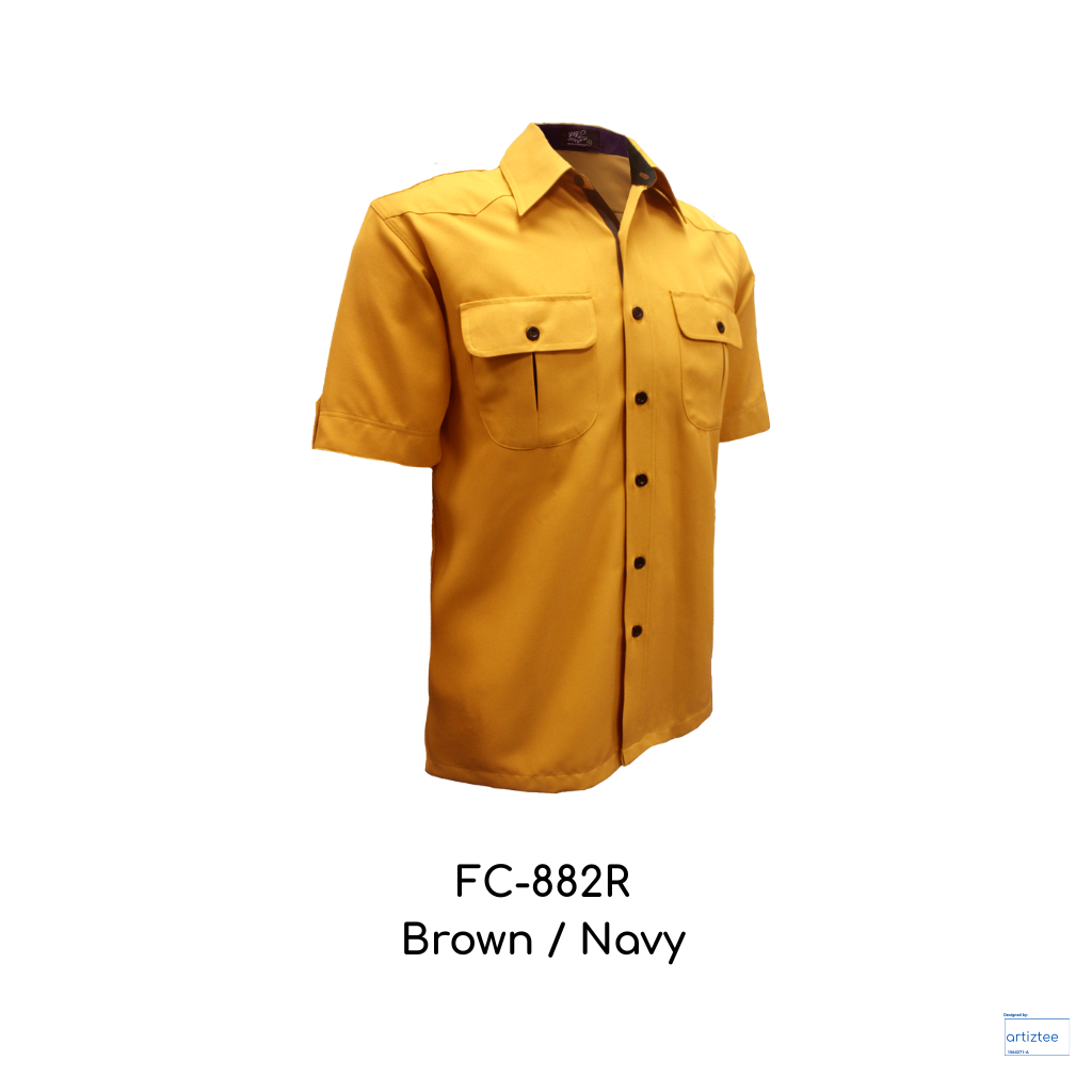 Corporate Uniform Unisex Short Sleeves FC-882R Brown Navy