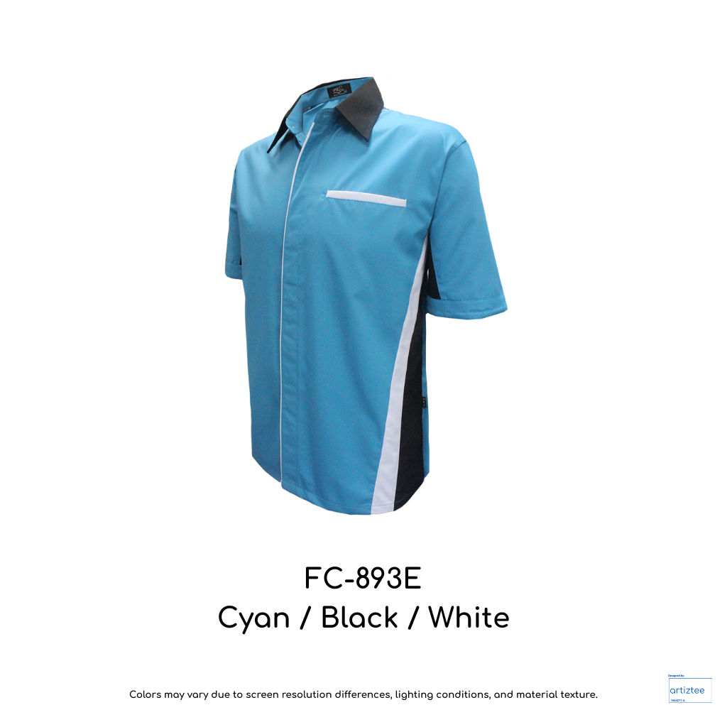 Corporate Uniform FC-893E Unisex Short Sleeves Cyan Black White