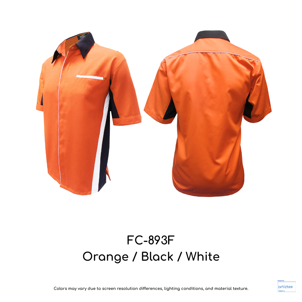 Corporate Uniform FC-893F Unisex Short Sleeves Orange Black White