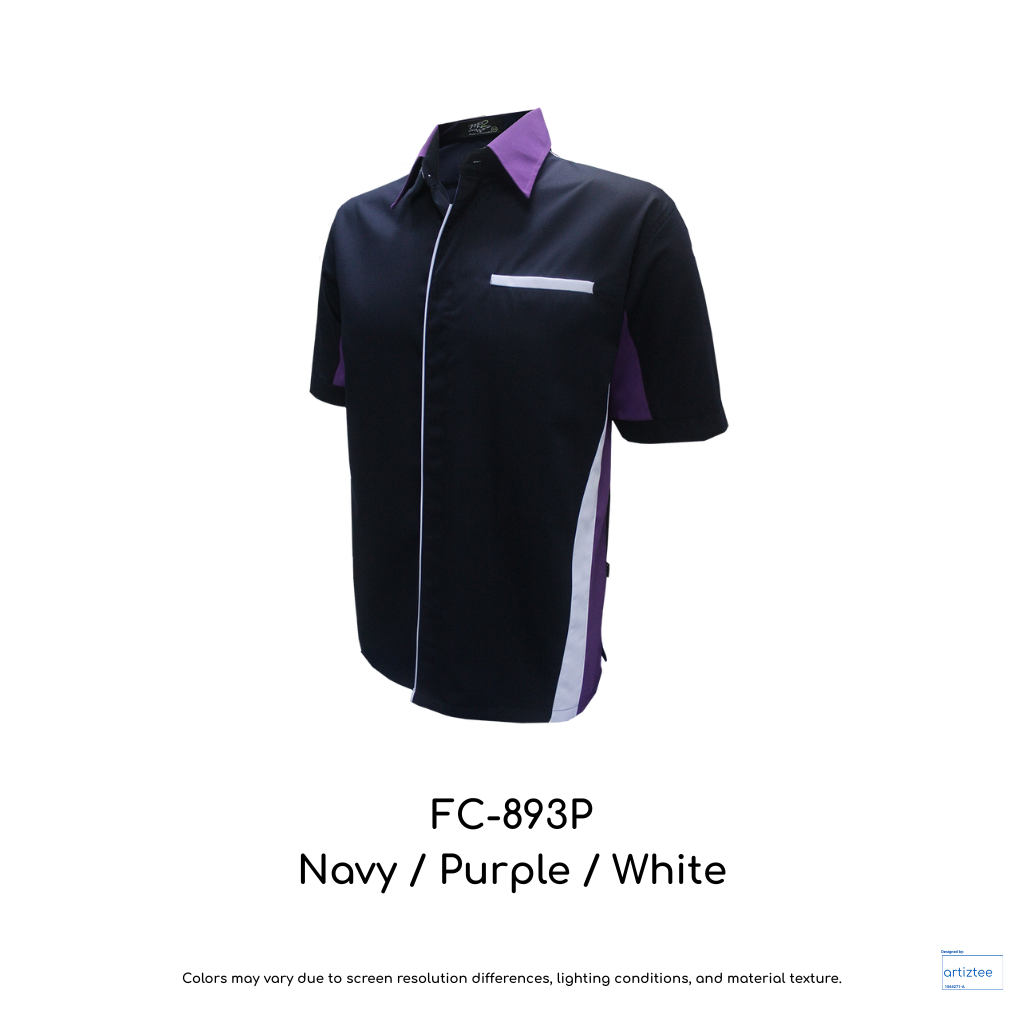 Corporate Uniform FC-893P Unisex Short Sleeves Navy Purple White