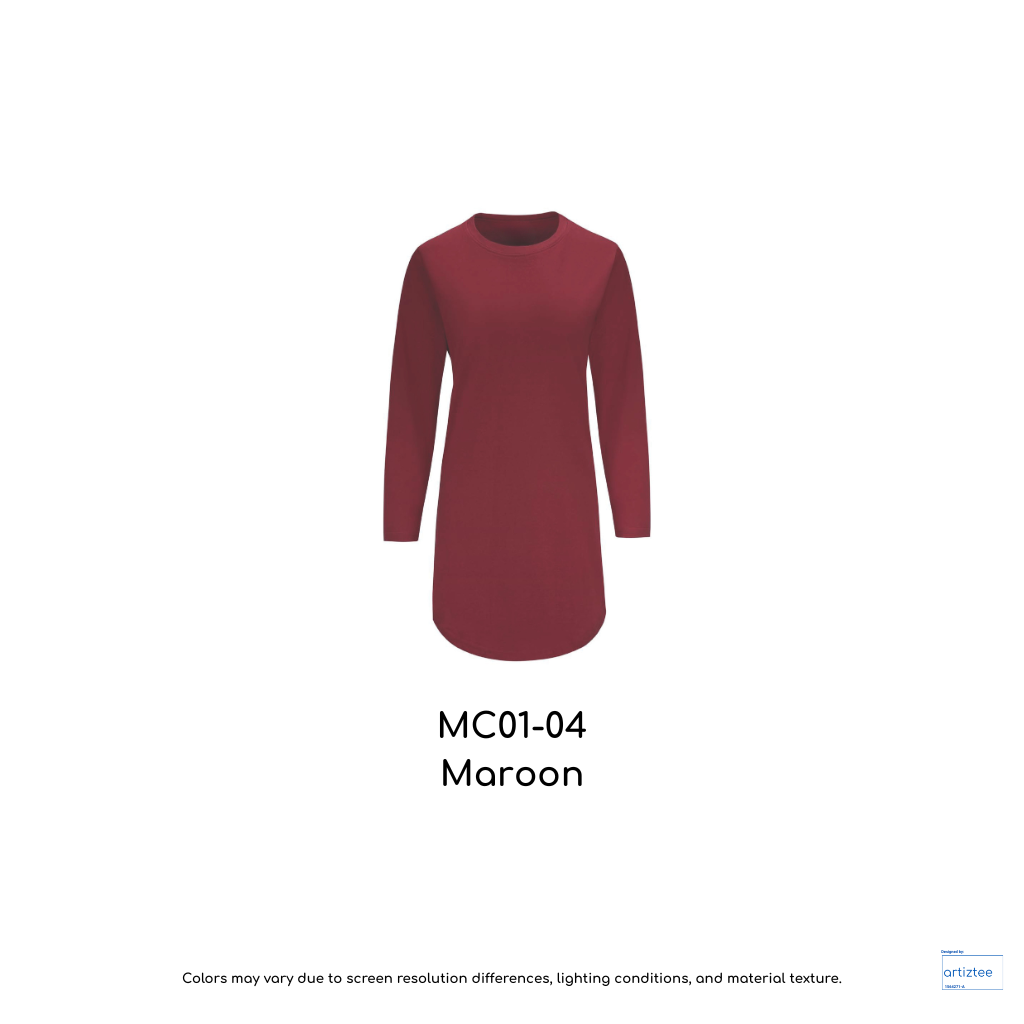 Muslimah T-Shirt Cotton Round Neck - 180gsm | Maroon | MC01-04 | Artiztee