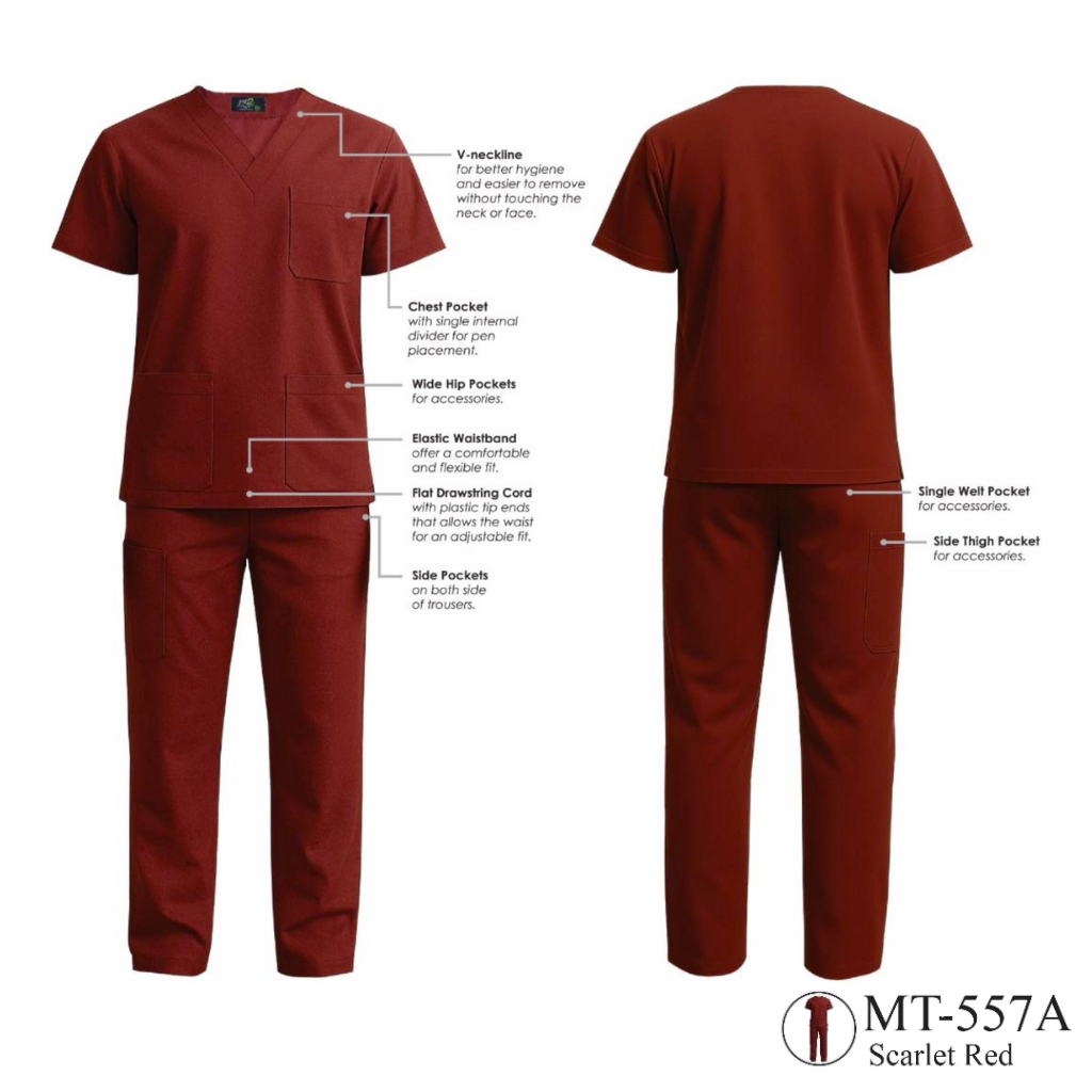 Unisex Medical Scrub - Scarlet Red