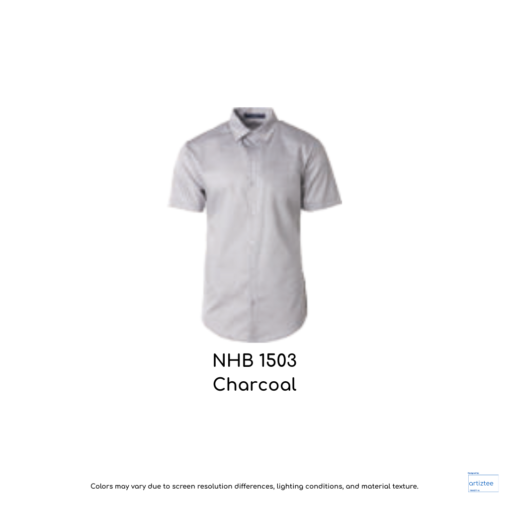 NHB1503 charcoal premium oxford short sleeve shirt unisex 160gsm