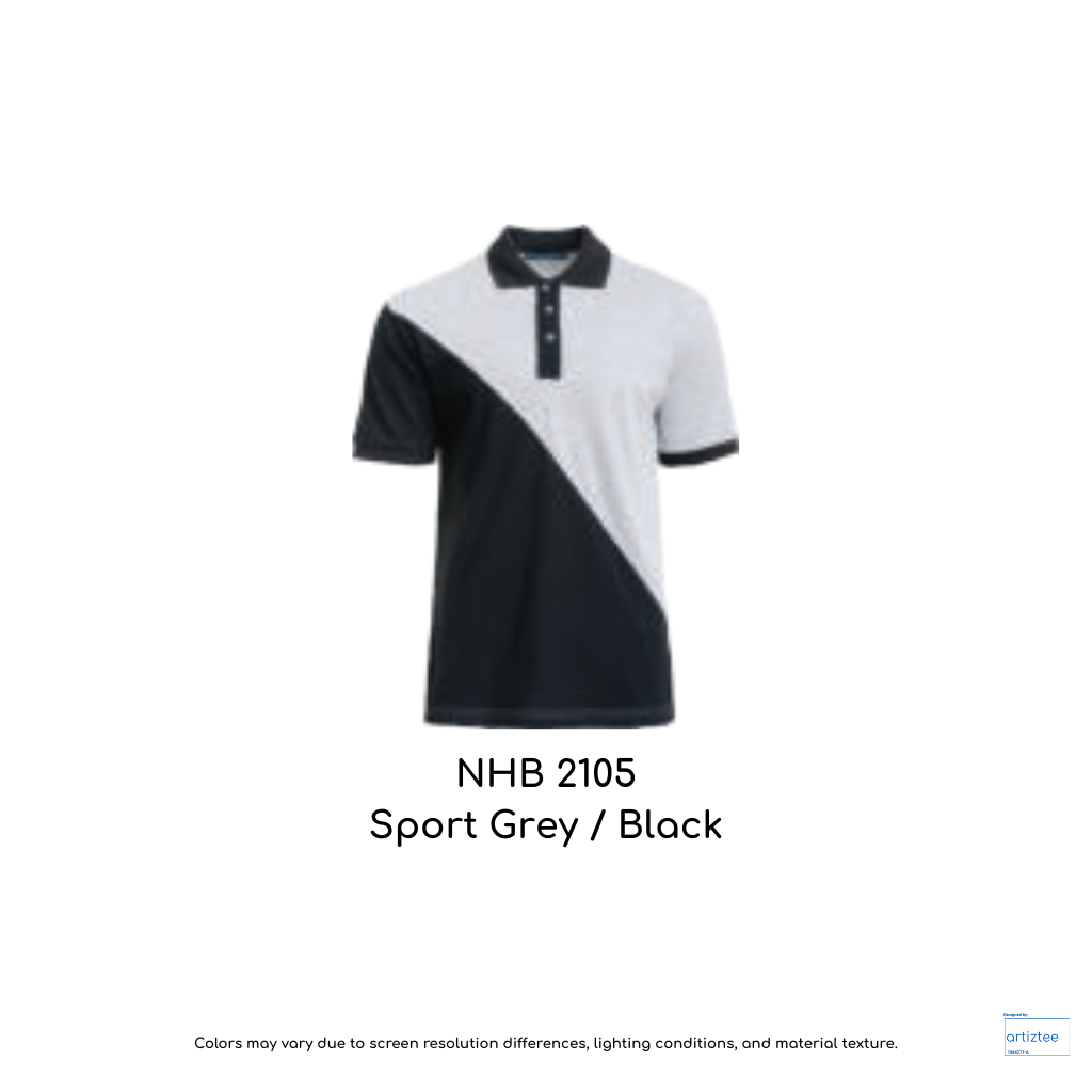 Polo Georgia Unisex 220gsm Sport Grey Black NHB2105