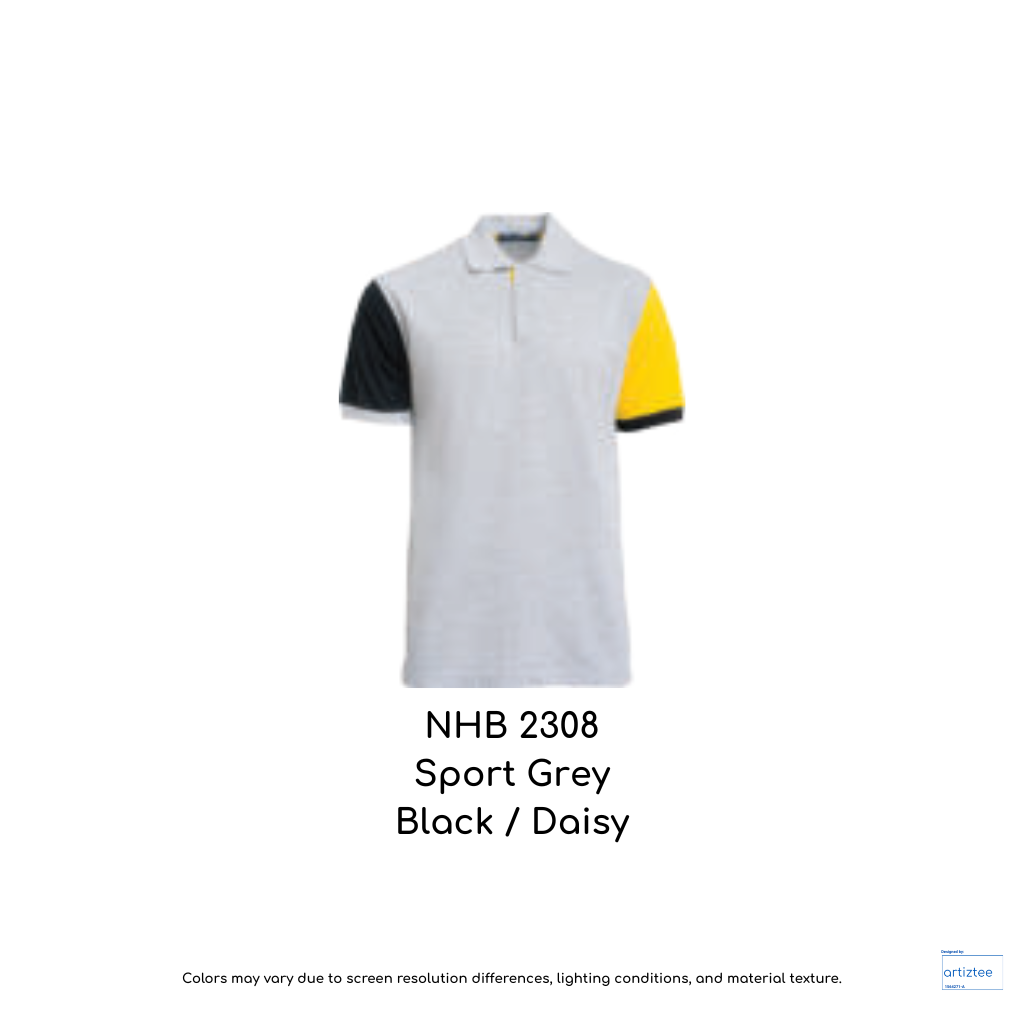 Polo Murphy Unisex 220gsm Sport Grey Black Daisy NHB2308
