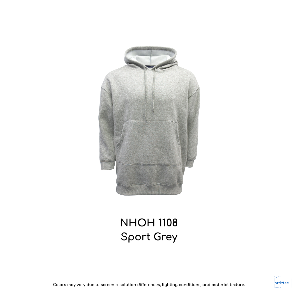 Oversized Hoodie Pullover - Unisex | Sport Grey | NHOH1108 | Artiztee