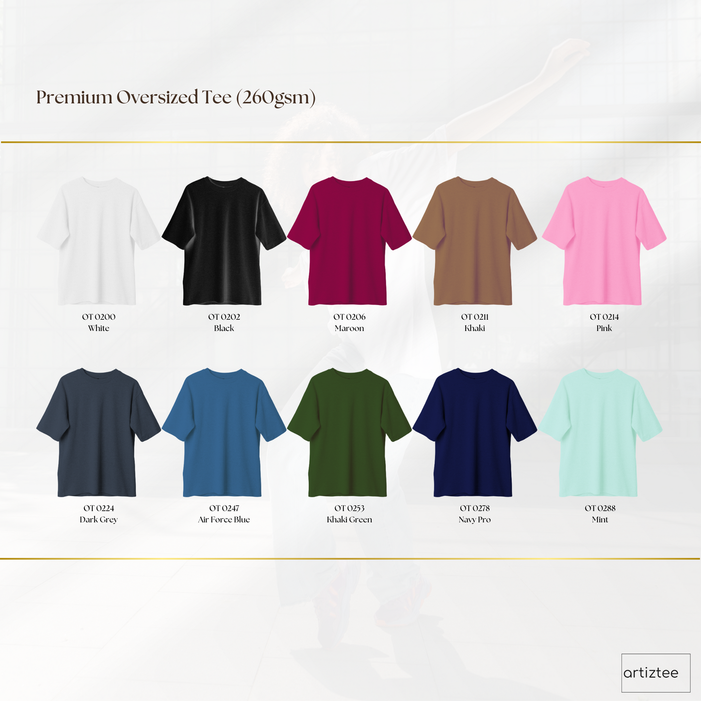 Oversized T-Shirt - Premium Cotton | Unisex | 260gsm | OT02 | All Colors