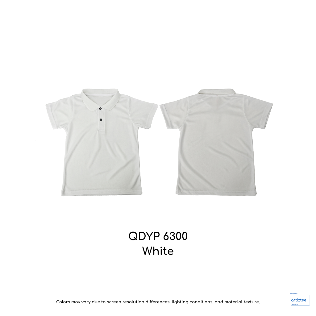 Kid Polo Shirt Quick Dry - Unisex | White | QDYP6300 | Artiztee