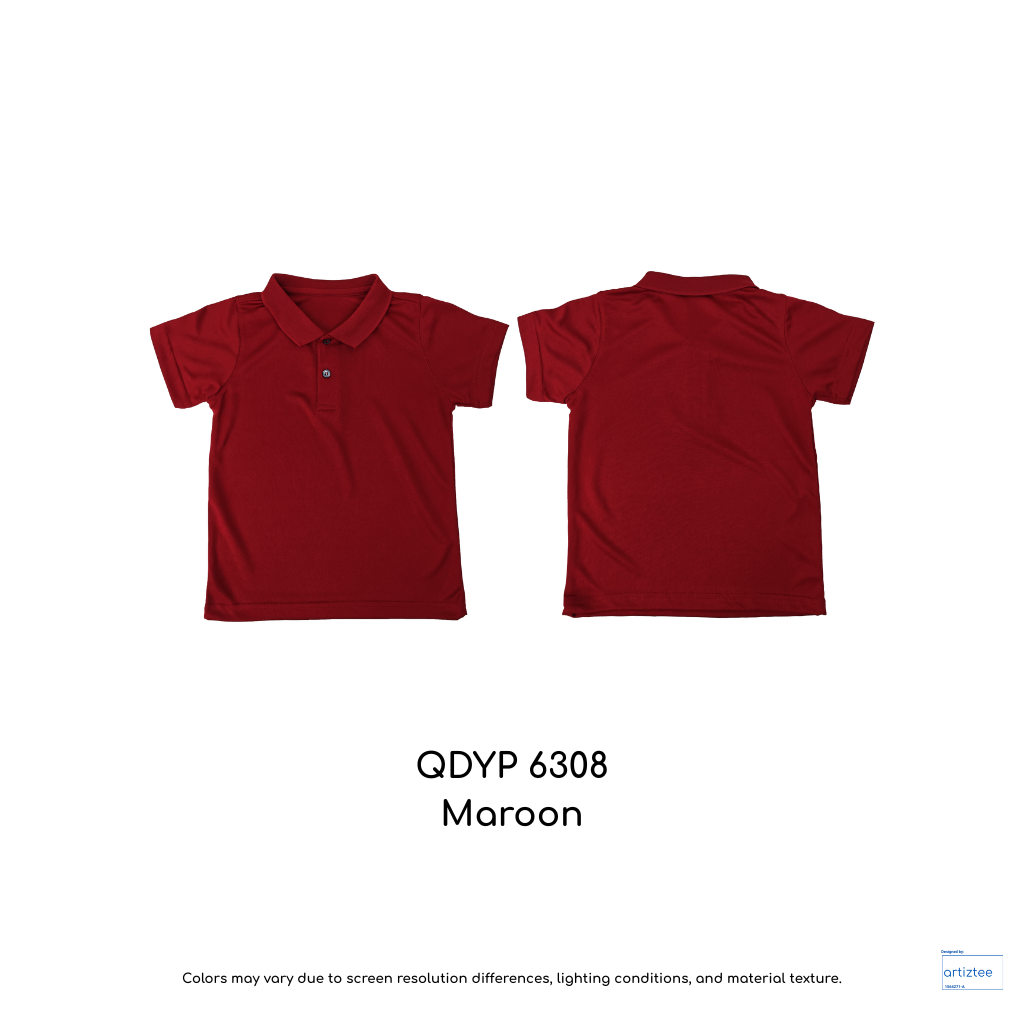 Kid Polo Shirt Quick Dry - Unisex | Maroon | QDYP6308 | Artiztee