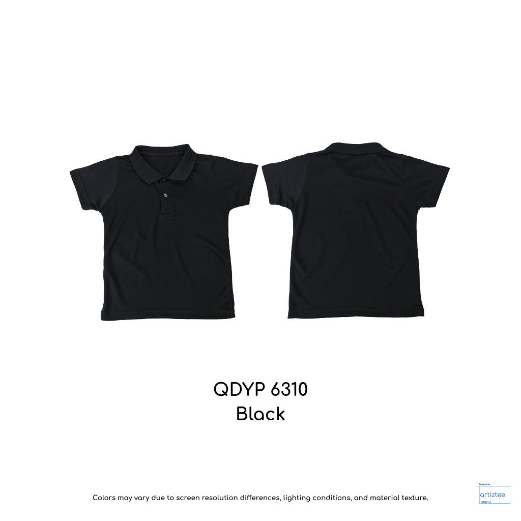 Kid Polo Shirt Quick Dry - Unisex | Black | QDYP6310 | Artiztee