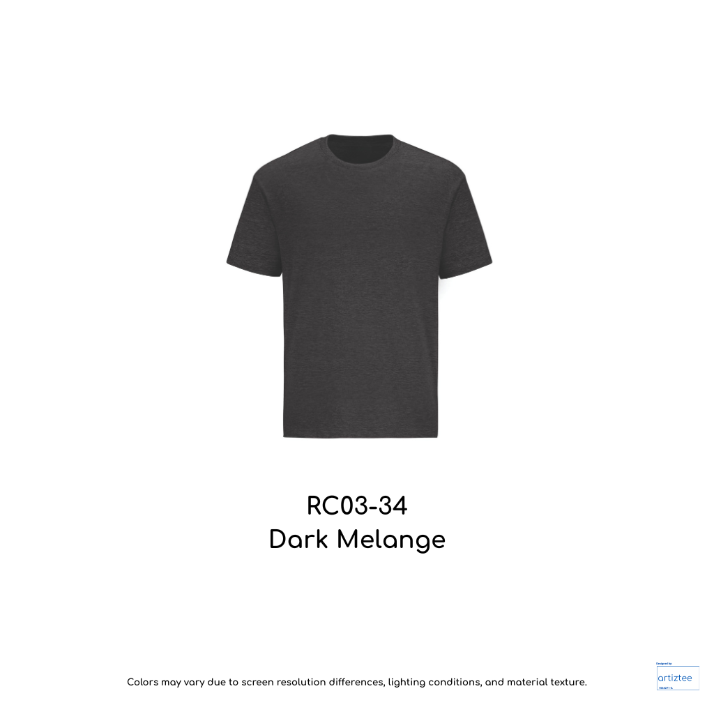 T-Shirt Combed Cotton Unisex - 190gsm | Dark Melange | RC03-34 | Artiztee