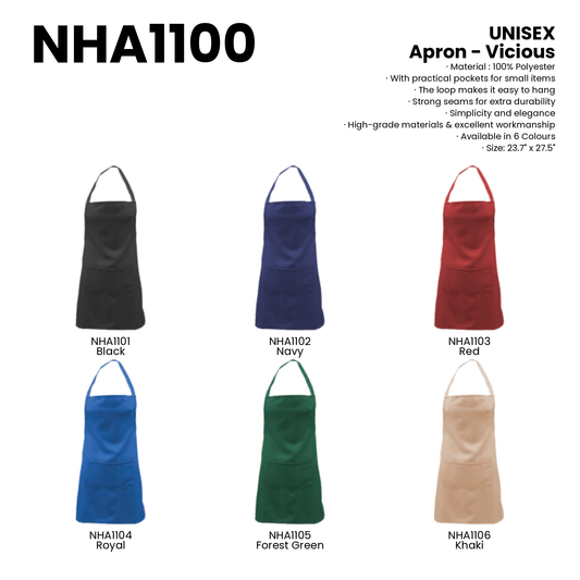 Apron - Vicious | Polyester | NHA1100 | Artiztee | Collection | Size Chart