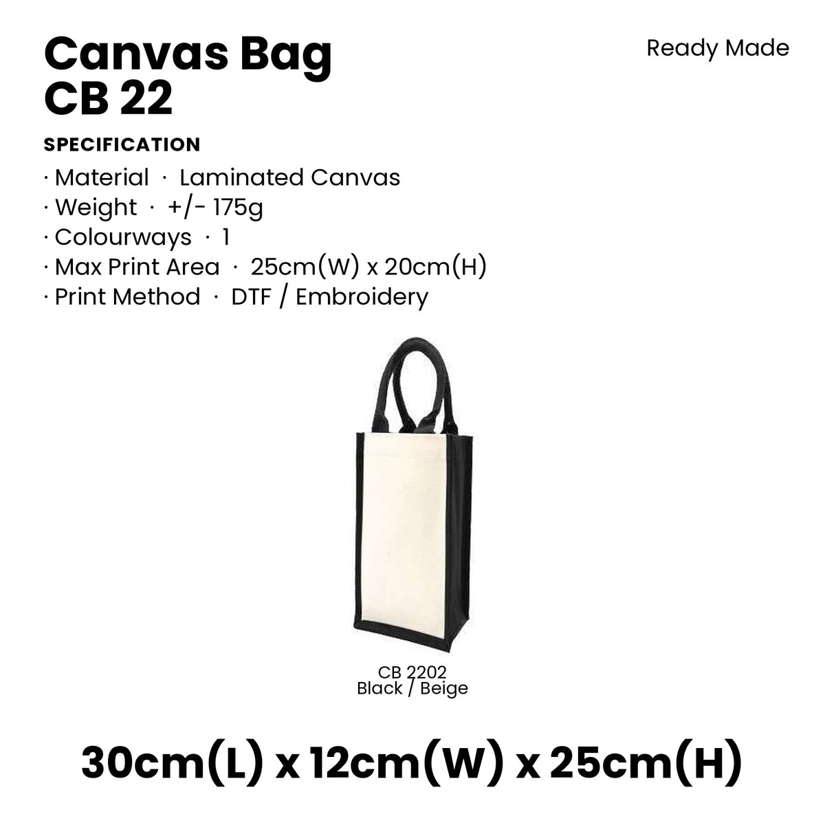 Canvas Bags - Laminated Canvas Bags | CB22 | Specification and colour range | Artiztee