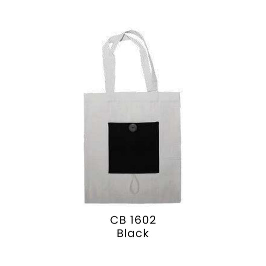 Canvas Bags - 10oz Natural Cotton Foldable Canvas Bags | CB16 | Black | CB1602 | Artiztee