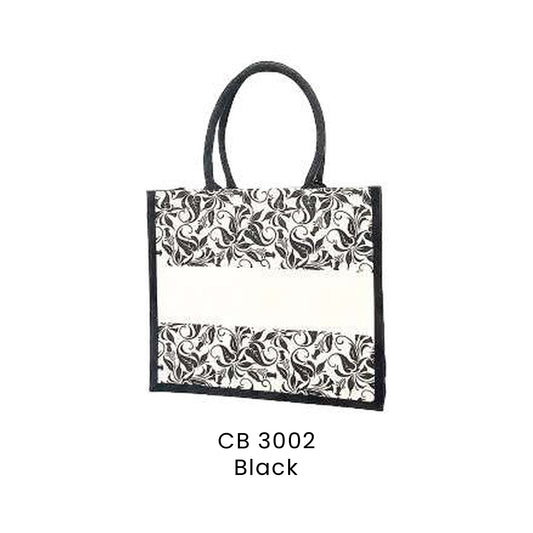 Canvas Bags - 10oz Laminated Canvas Leaf-Print Tote | CB30 | Black | CB3002 | Artiztee