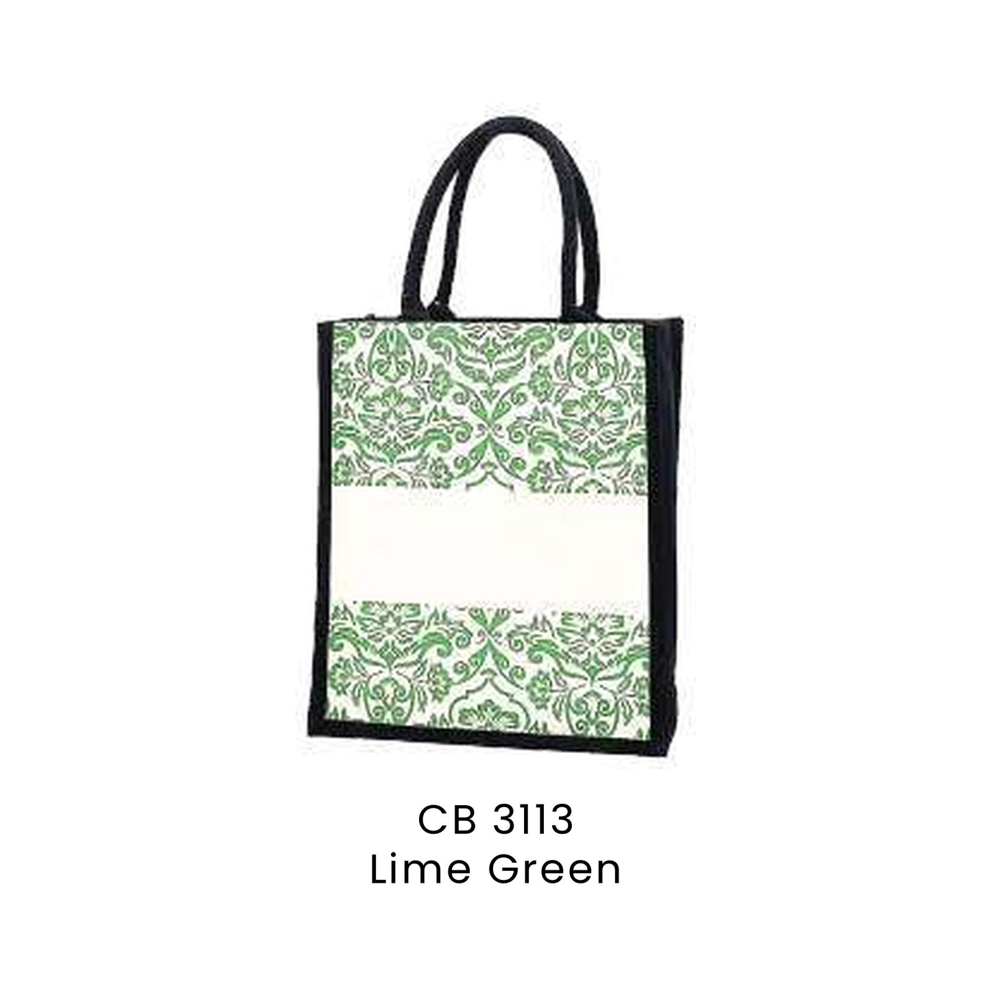 Canvas Bags - 10oz Laminated Canvas Damask-Print Tote (portrait) | CB31 | Lime Green | CB3113 | Artiztee