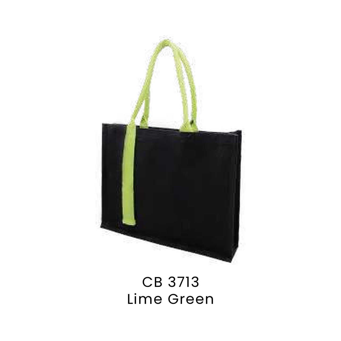 Canvas Bags - Laminated Canvas Bag with Strap (black body, landscape) | CB37 | Lime Green | CB3713 | Artiztee