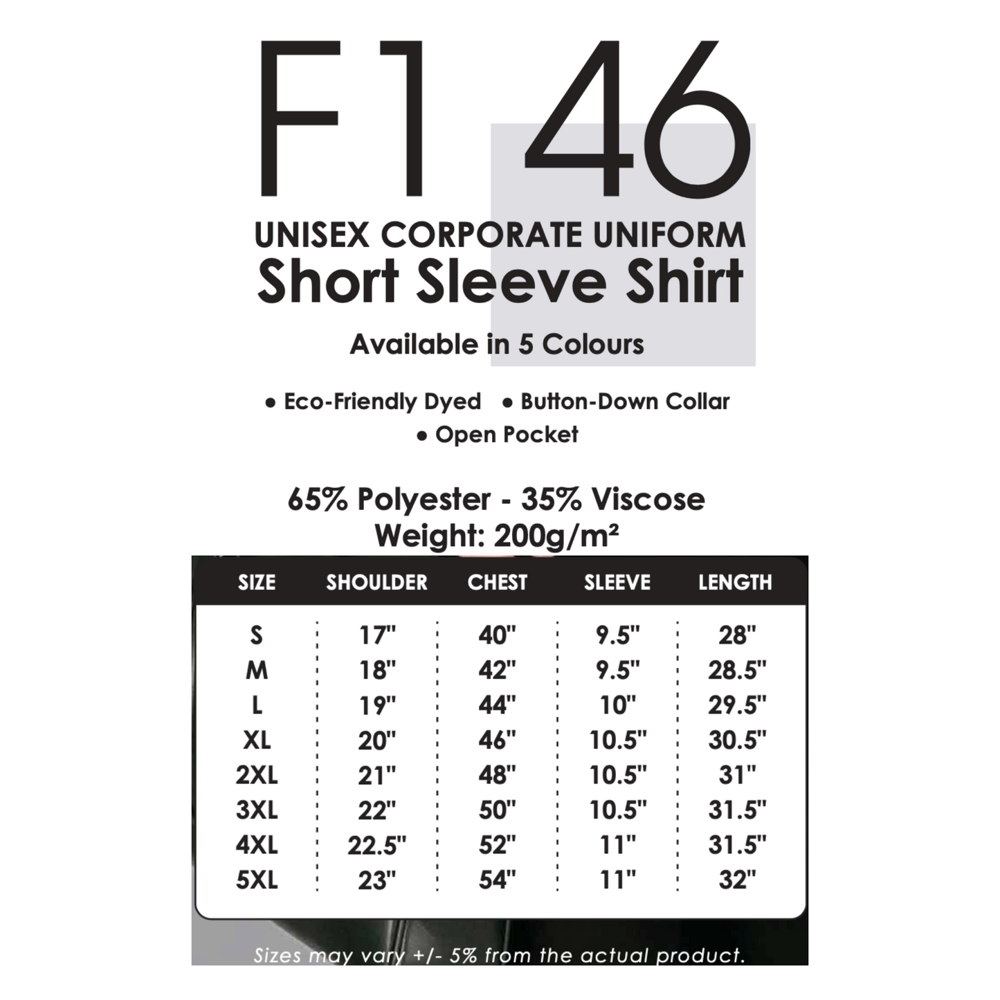 f146-custom-uniform-unisex-corporate-short-sleeve-size-chart